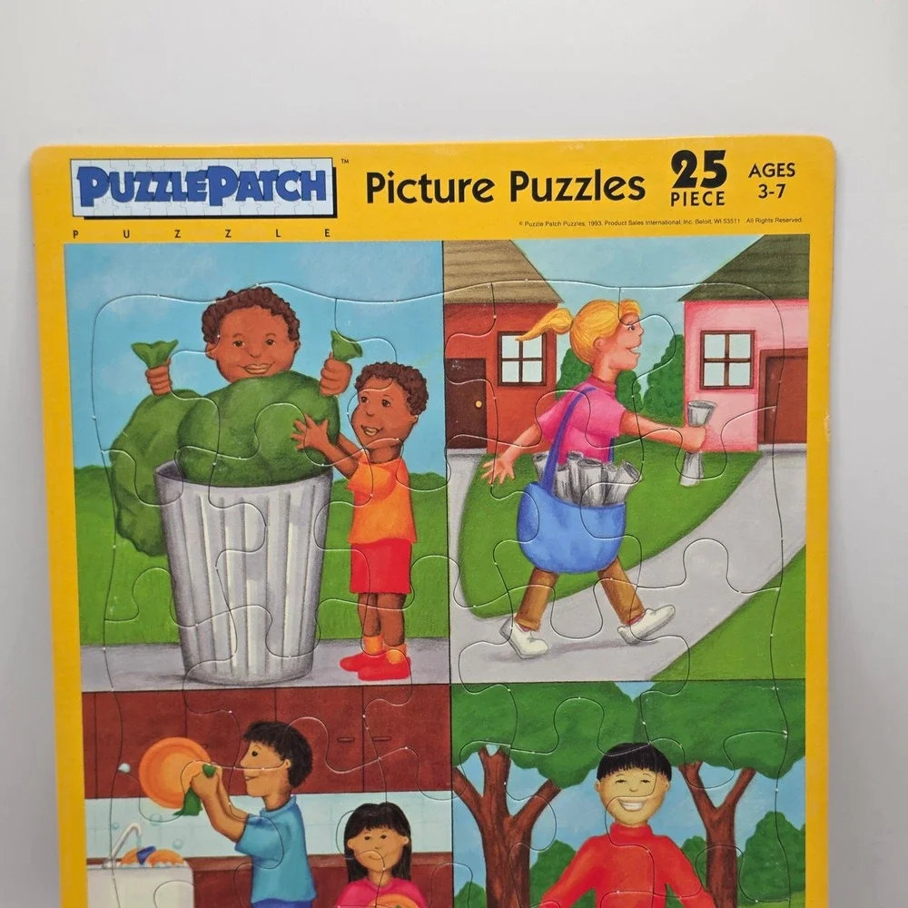 PuzzlePatch Picture Puzzles Kids Multicolor Gardening Chores 1993 Vintage 2 Pack